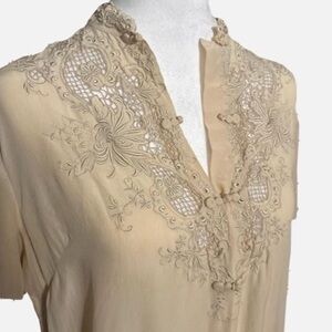 Elegant Cream Embroidered Blouse